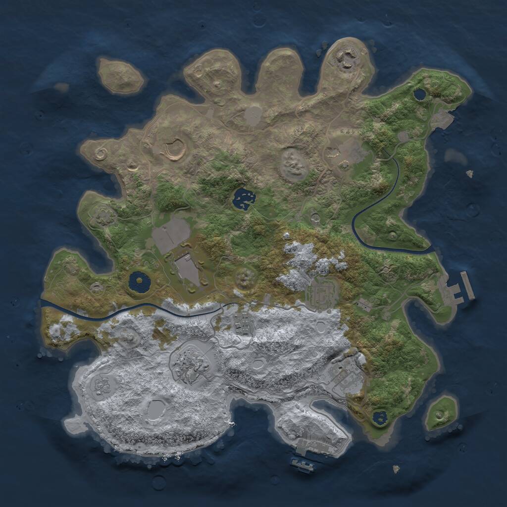 Rust Map: Procedural Map, Size: 3500, Seed: 850375219, 15 Monuments