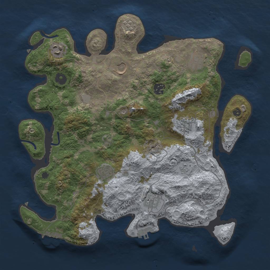Rust Map: Procedural Map, Size: 3500, Seed: 1656433919, 17 Monuments