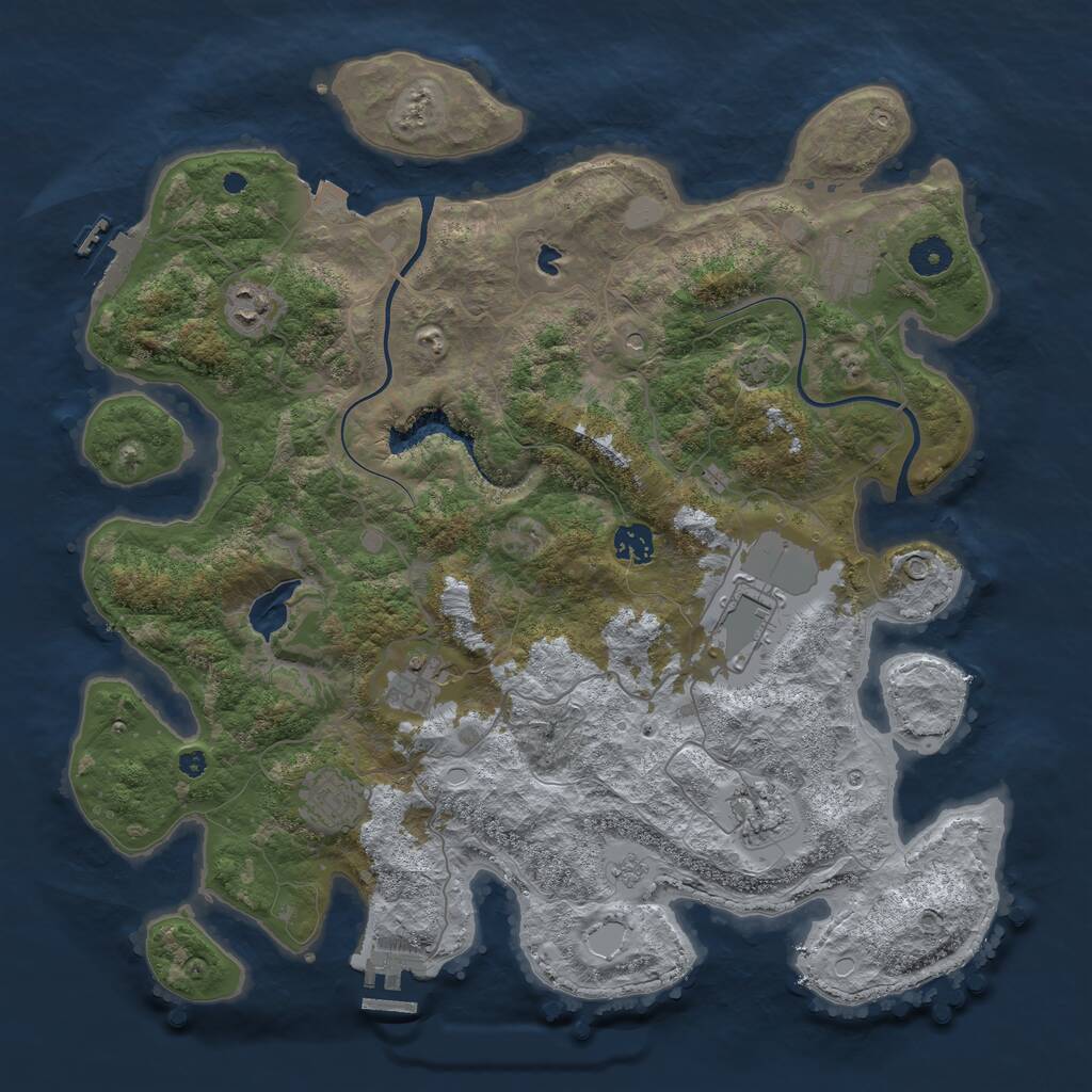 Rust Map: Procedural Map, Size: 4000, Seed: 393939, 13 Monuments