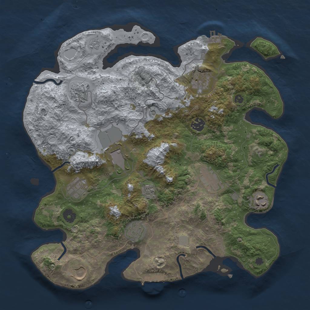 Rust Map: Procedural Map, Size: 3500, Seed: 44394546, 19 Monuments
