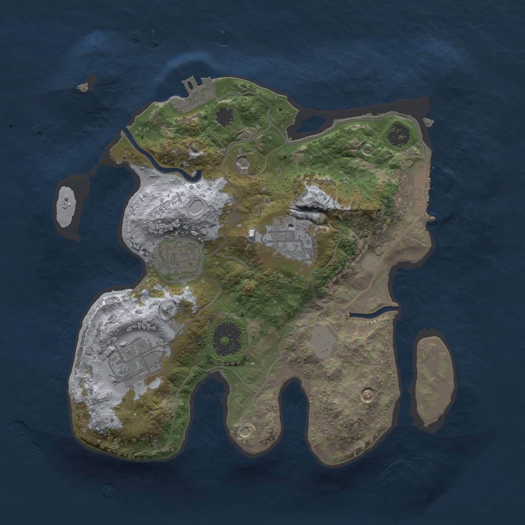 Rust Map: Procedural Map, Size: 2500, Seed: 474121, 11 Monuments