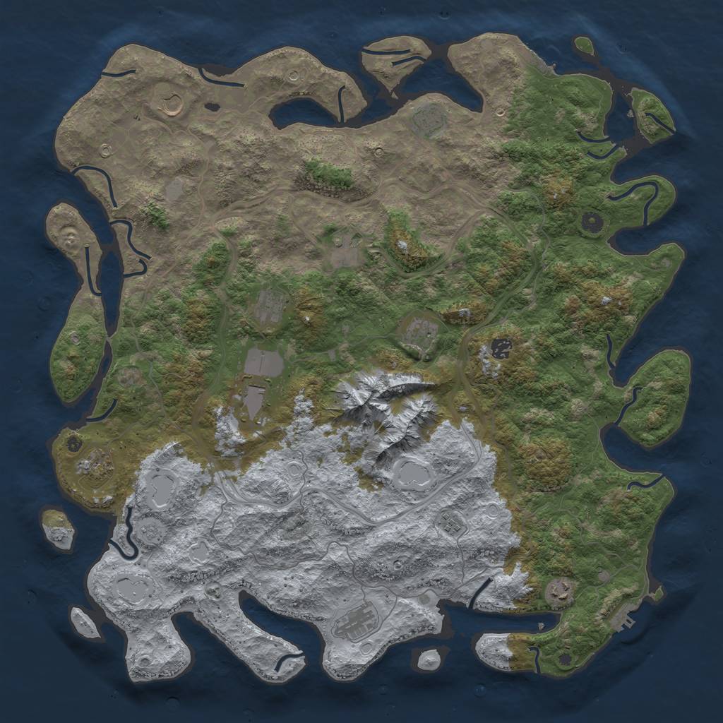 Rust Map: Procedural Map, Size: 5000, Seed: 519241691, 20 Monuments