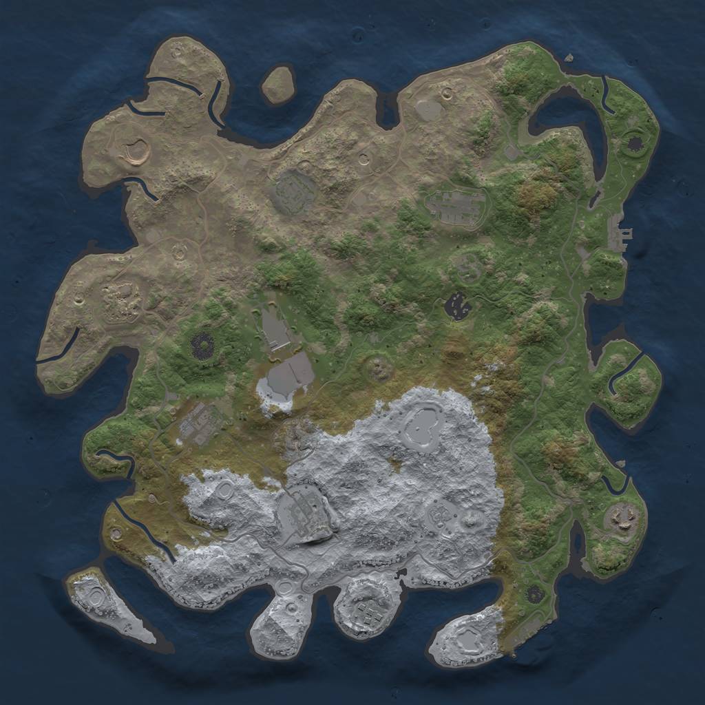Rust Map: Procedural Map, Size: 4000, Seed: 7623, 17 Monuments