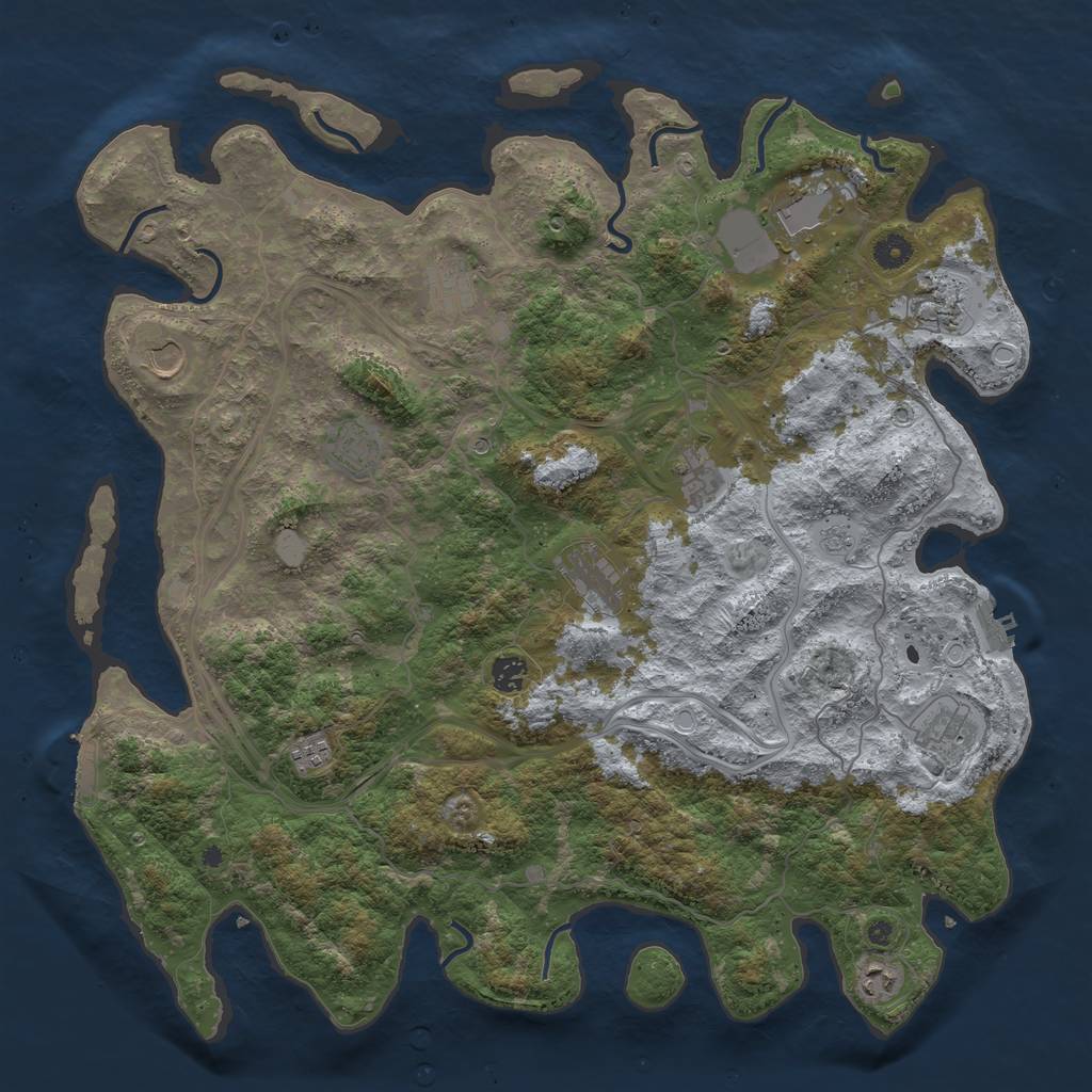 Rust Map: Procedural Map, Size: 4500, Seed: 854328351, 20 Monuments
