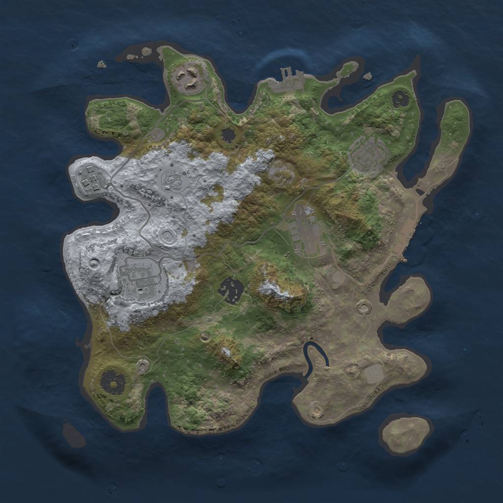 Rust Map: Procedural Map, Size: 3000, Seed: 1047721697, 14 Monuments