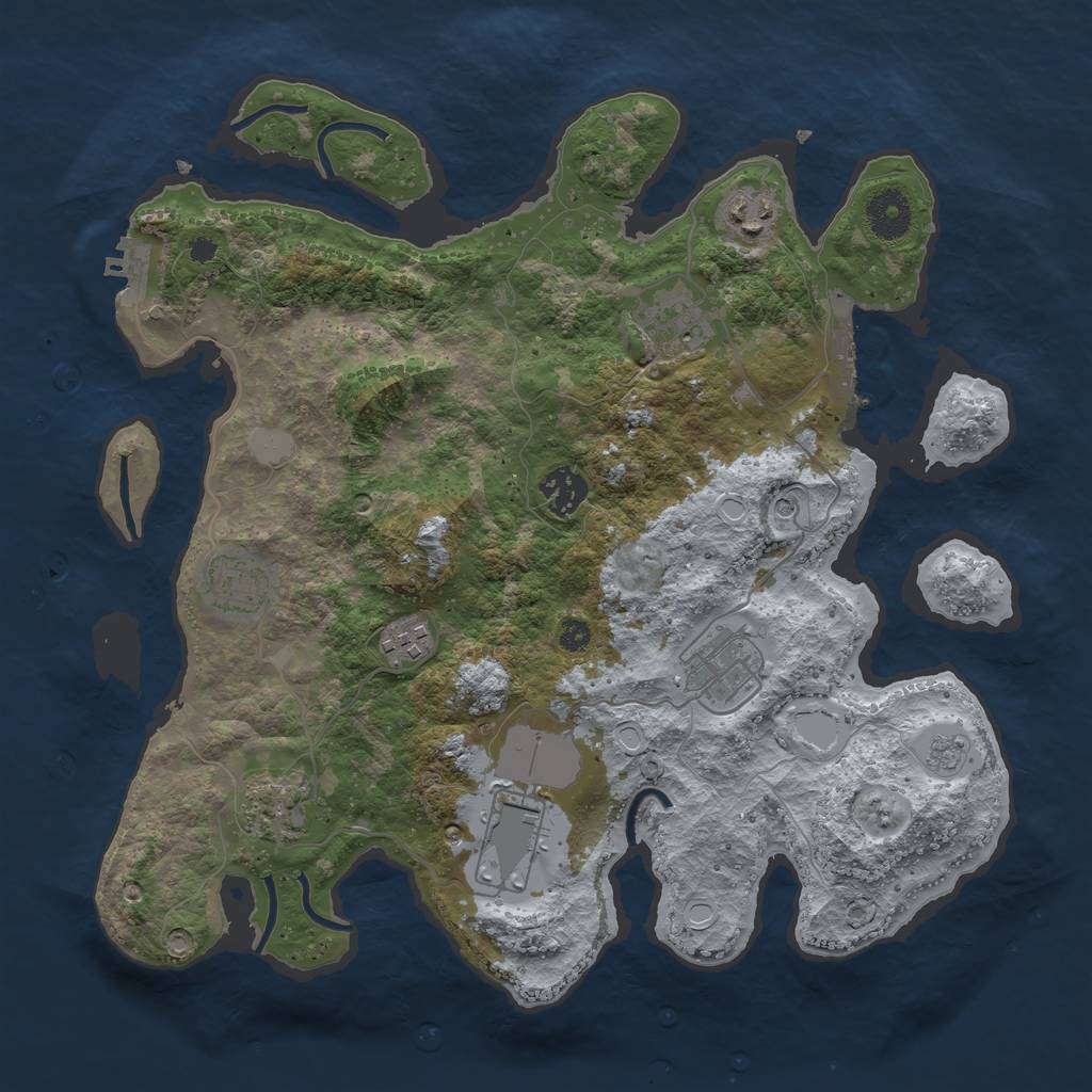 Rust Map: Procedural Map, Size: 3500, Seed: 902916942, 17 Monuments