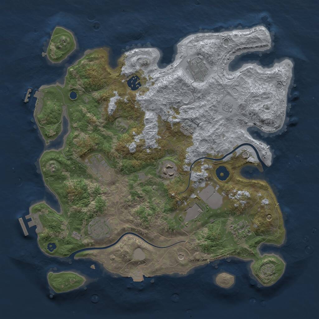 Rust Map: Procedural Map, Size: 3500, Seed: 1696763519, 14 Monuments