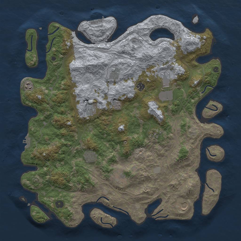 Rust Map: Procedural Map, Size: 4500, Seed: 1244200148, 17 Monuments