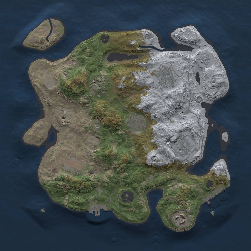 Rust Map: Procedural Map, Size: 3000, Seed: 751497, 13 Monuments