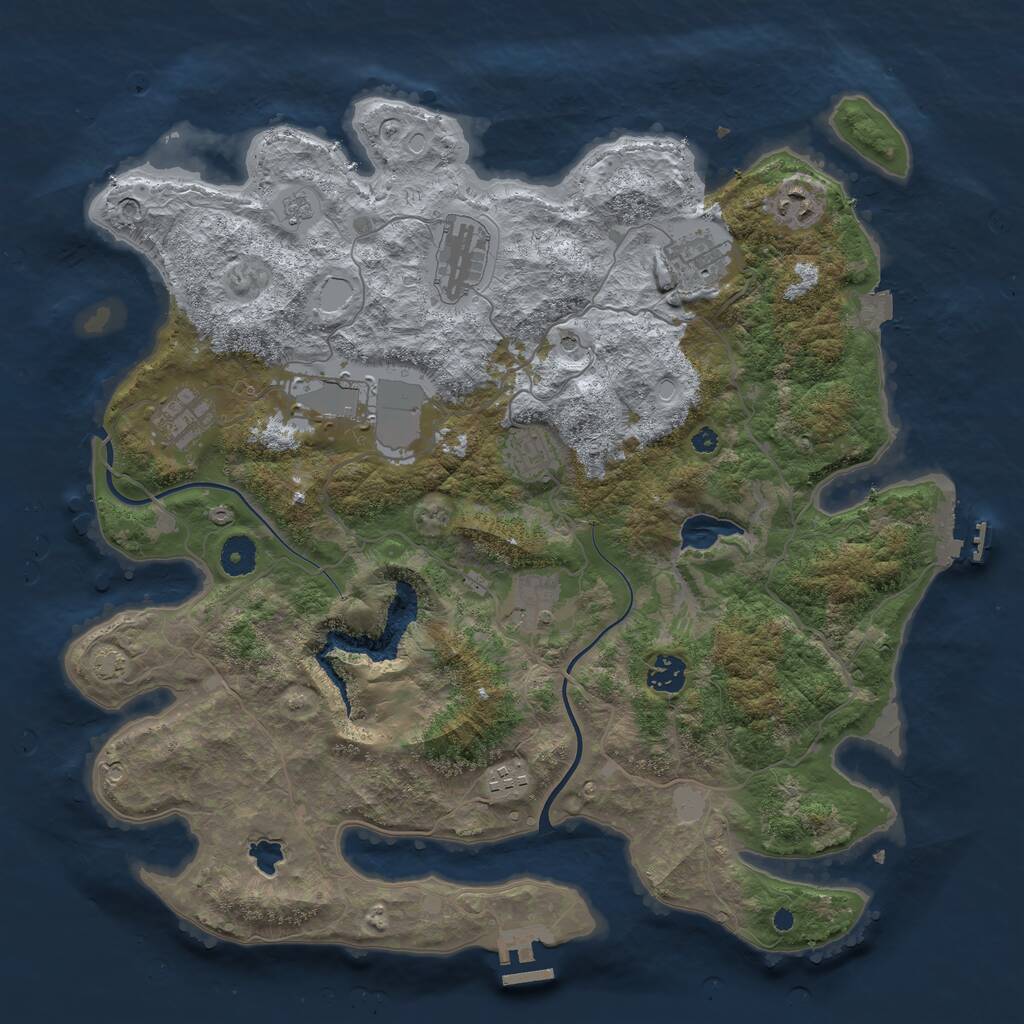 Rust Map: Procedural Map, Size: 4000, Seed: 624, 15 Monuments