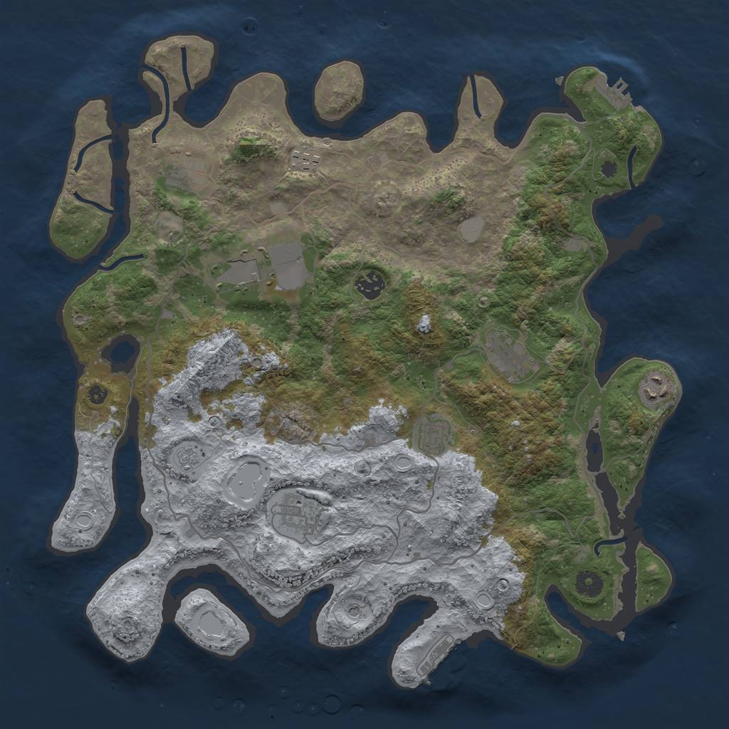 Rust Map: Procedural Map, Size: 4000, Seed: 52596, 17 Monuments