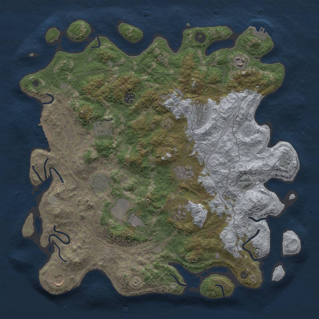 Rust Map: Procedural Map, Size: 4250, Seed: 834, 19 Monuments