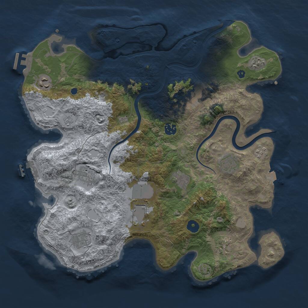 Rust Map: Procedural Map, Size: 3800, Seed: 1828983487, 16 Monuments
