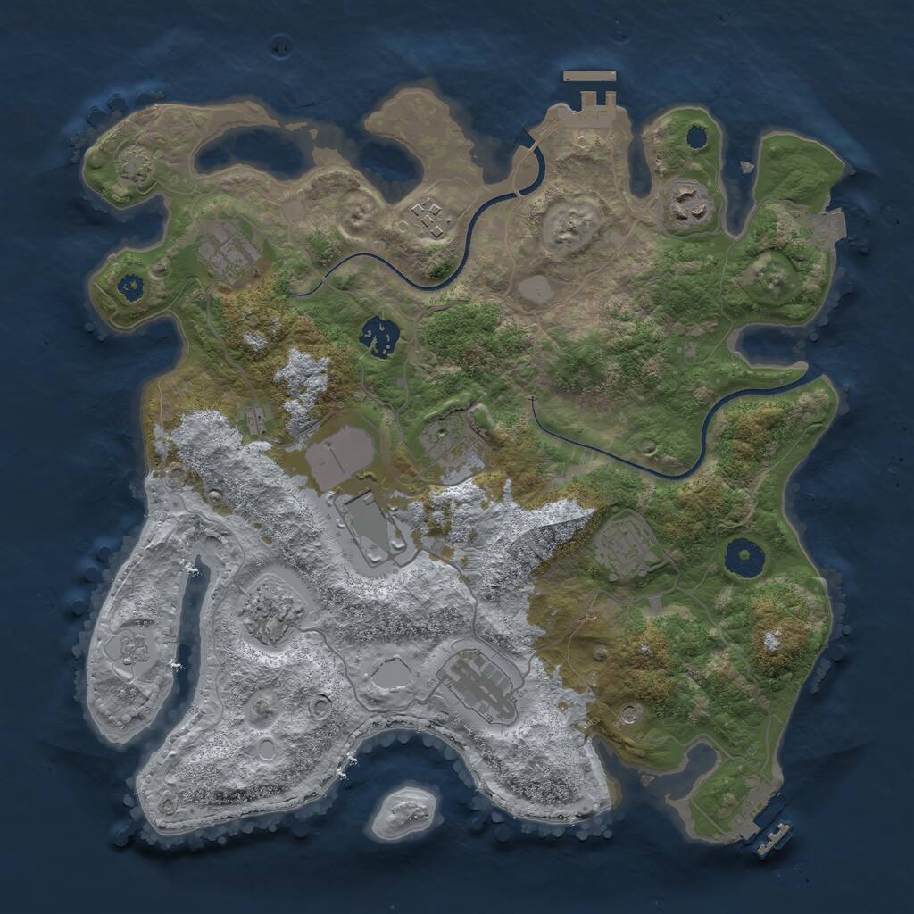 Rust Map: Procedural Map, Size: 3500, Seed: 223464, 15 Monuments