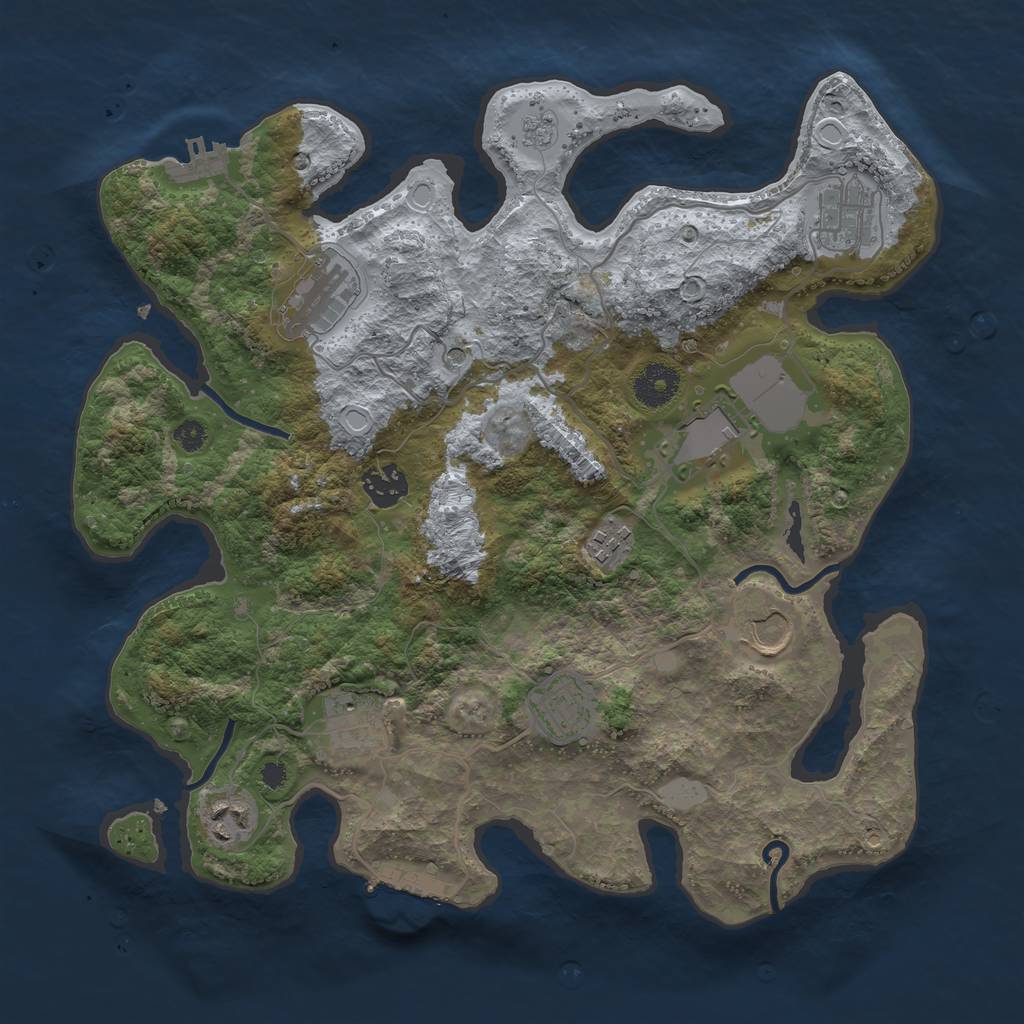 Rust Map: Procedural Map, Size: 3500, Seed: 454867, 18 Monuments