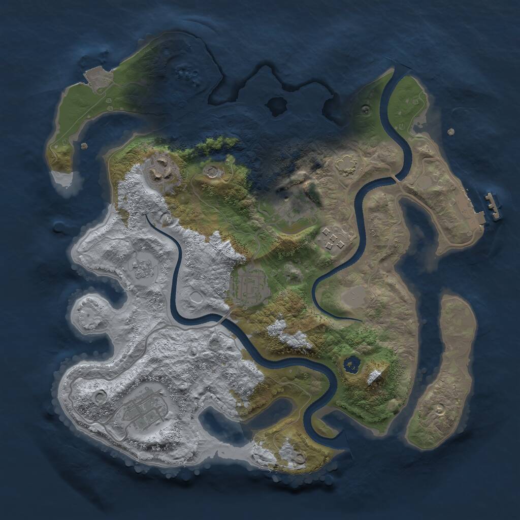 Rust Map: Procedural Map, Size: 3000, Seed: 2061733808, 10 Monuments