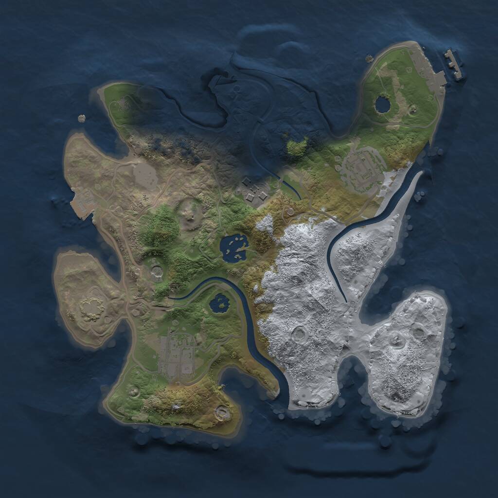 Rust Map: Procedural Map, Size: 2550, Seed: 712372, 8 Monuments