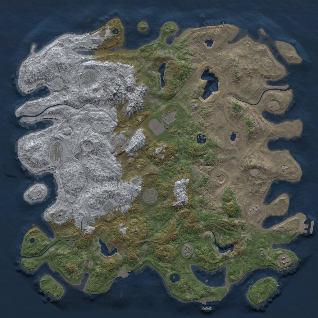 Rust Map: Procedural Map, Size: 5000, Seed: 2045154744, 16 Monuments