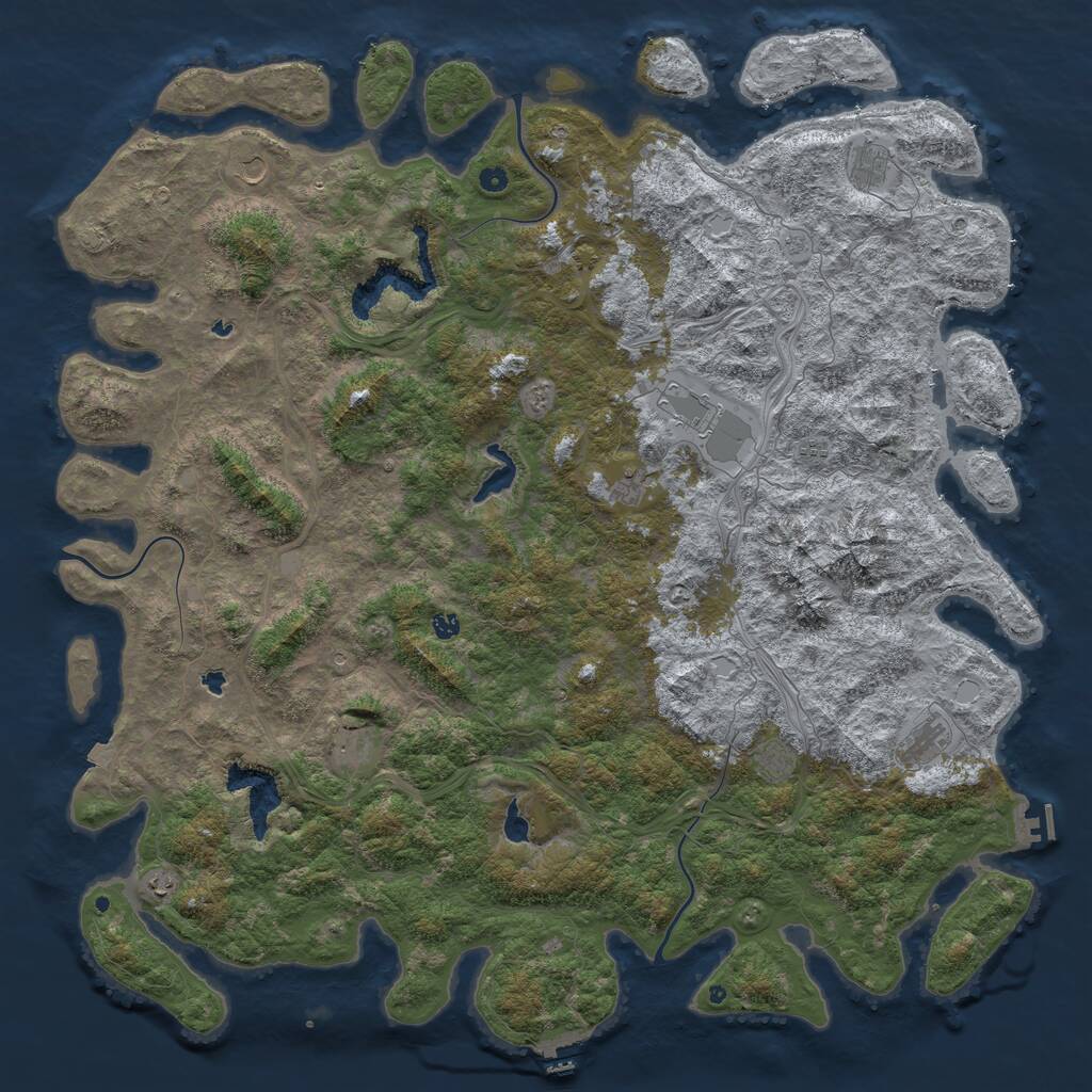 Rust Map: Procedural Map, Size: 6000, Seed: 3699, 17 Monuments