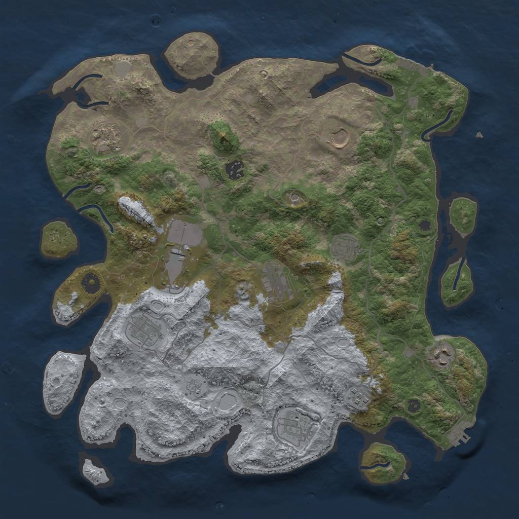 Rust Map: Procedural Map, Size: 4000, Seed: 68678719, 19 Monuments