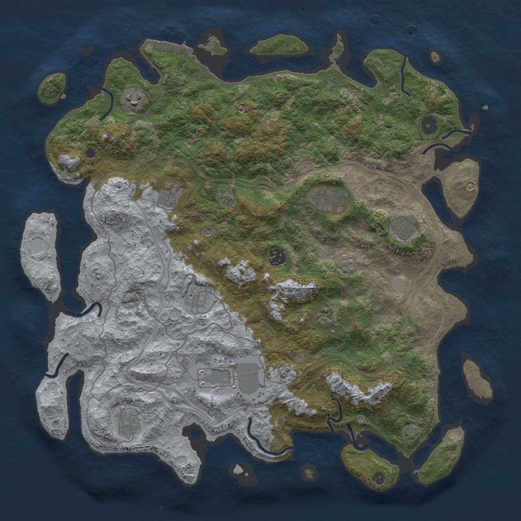 Rust Map: Procedural Map, Size: 4500, Seed: 657826688, 16 Monuments