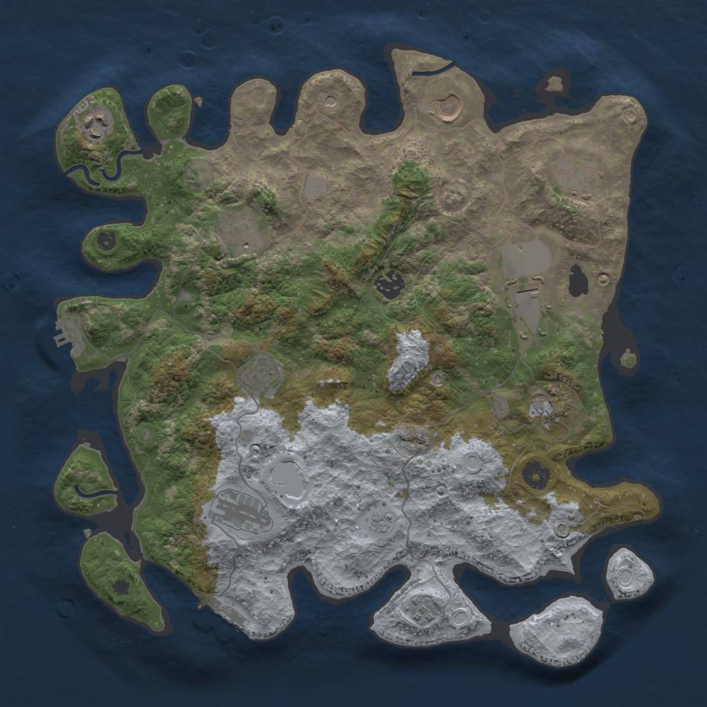 Rust Map: Procedural Map, Size: 3800, Seed: 1862639661, 19 Monuments