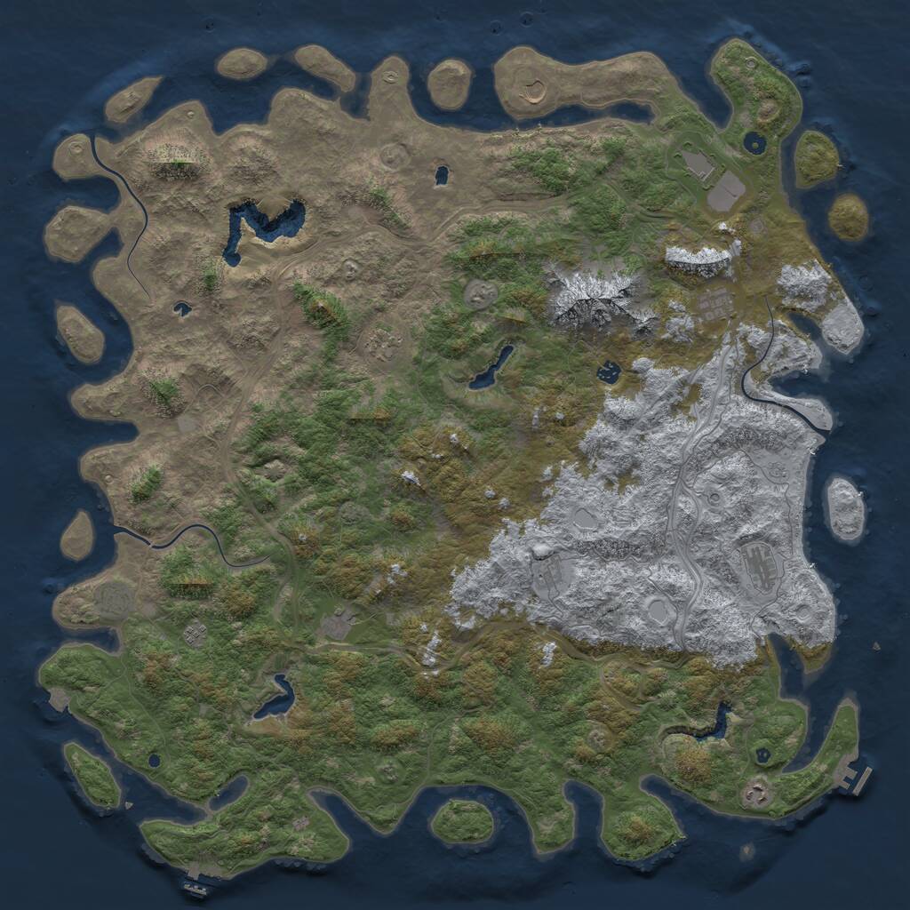Rust Map: Procedural Map, Size: 6000, Seed: 421556, 17 Monuments