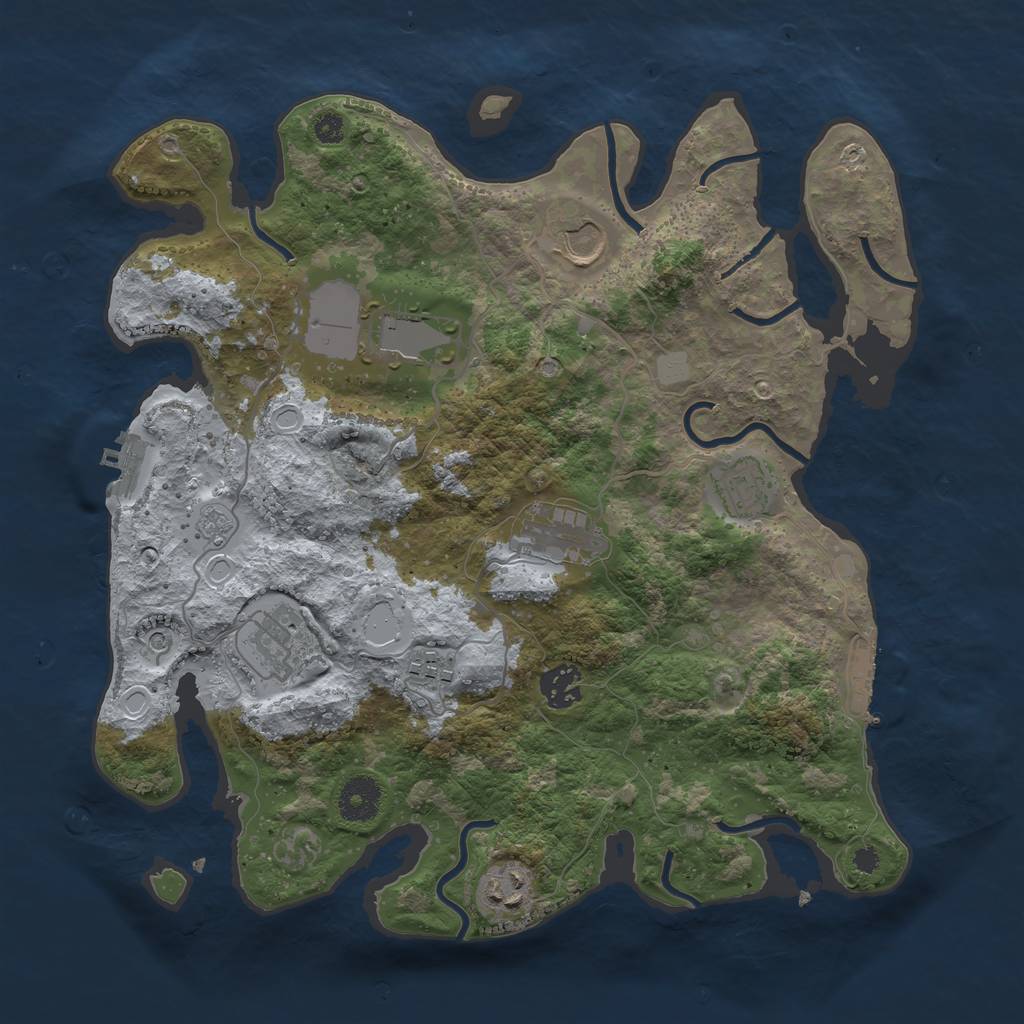 Rust Map: Procedural Map, Size: 3500, Seed: 483148870, 17 Monuments