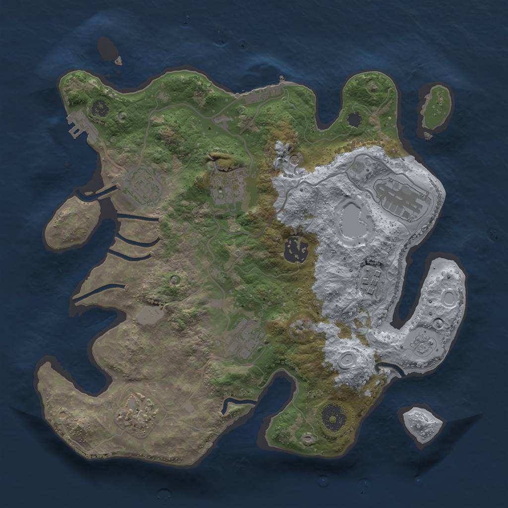 Rust Map: Procedural Map, Size: 3000, Seed: 75432, 16 Monuments