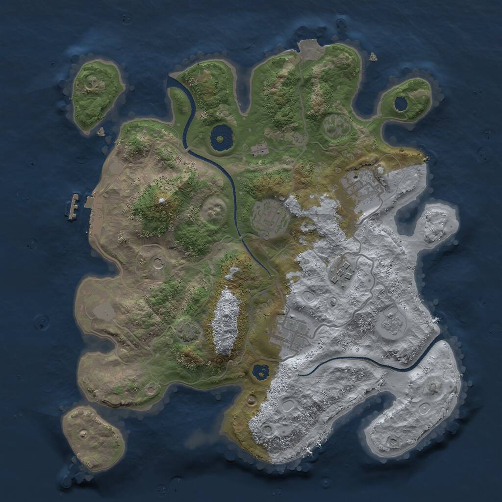Rust Map: Procedural Map, Size: 3000, Seed: 3569, 9 Monuments