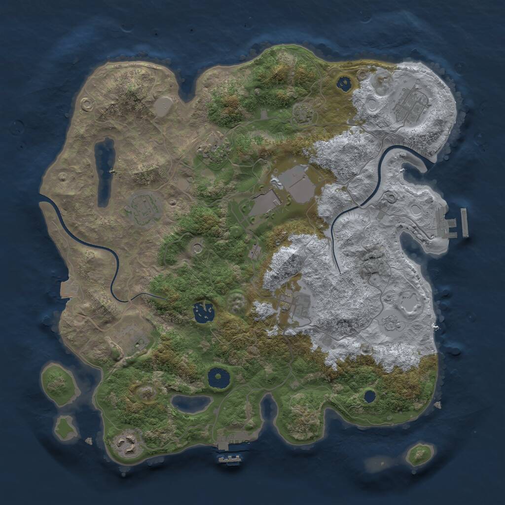 Rust Map: Procedural Map, Size: 3500, Seed: 477074469, 14 Monuments