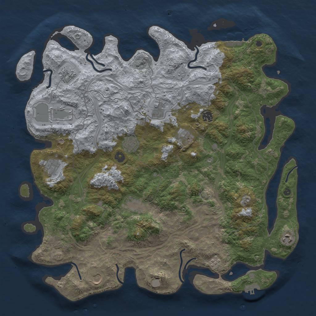 Rust Map: Procedural Map, Size: 4500, Seed: 258745, 19 Monuments