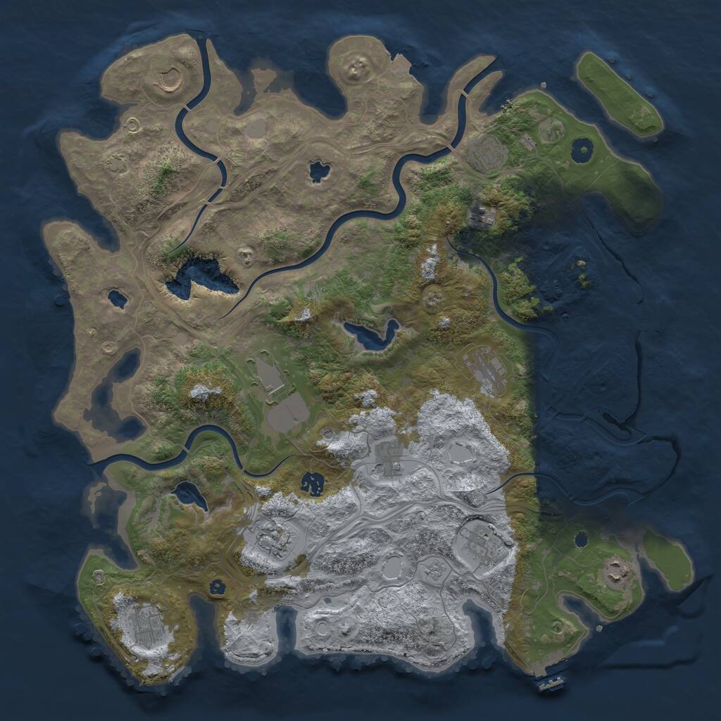 Rust Map: Procedural Map, Size: 4500, Seed: 529329963, 17 Monuments