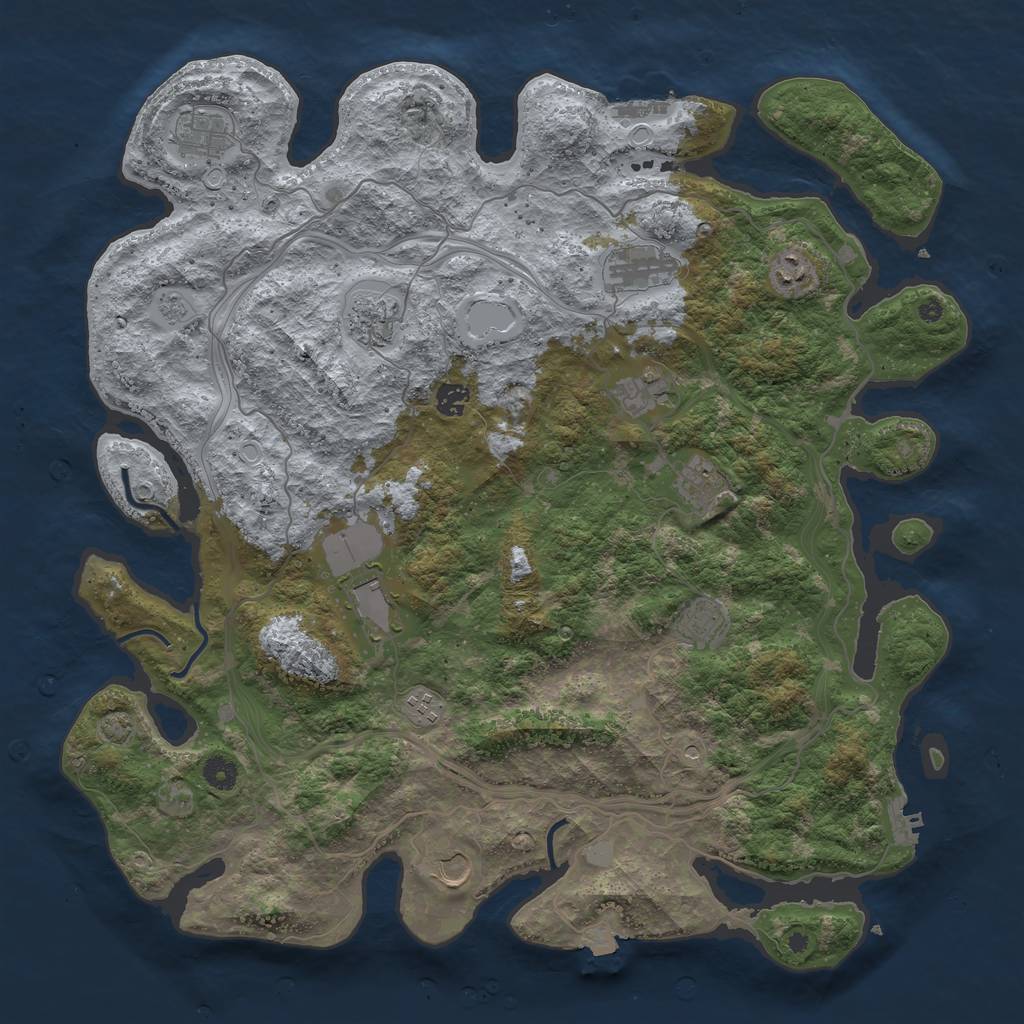 Rust Map: Procedural Map, Size: 4500, Seed: 330066558, 19 Monuments