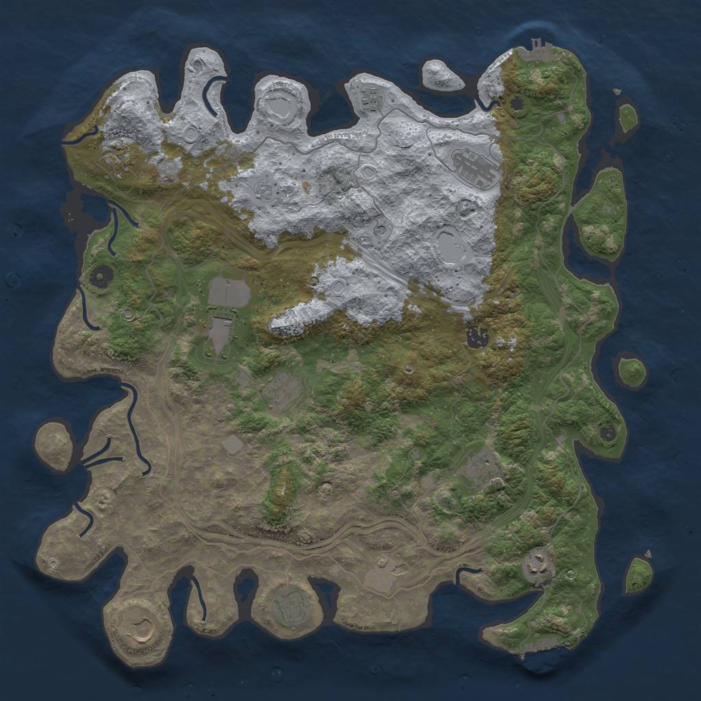 Rust Map: Procedural Map, Size: 4500, Seed: 113355, 18 Monuments