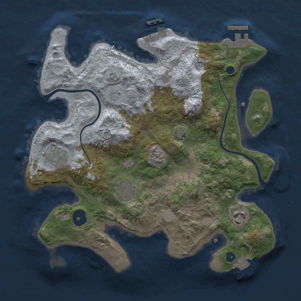 Rust Map: Procedural Map, Size: 3000, Seed: 743300685, 9 Monuments