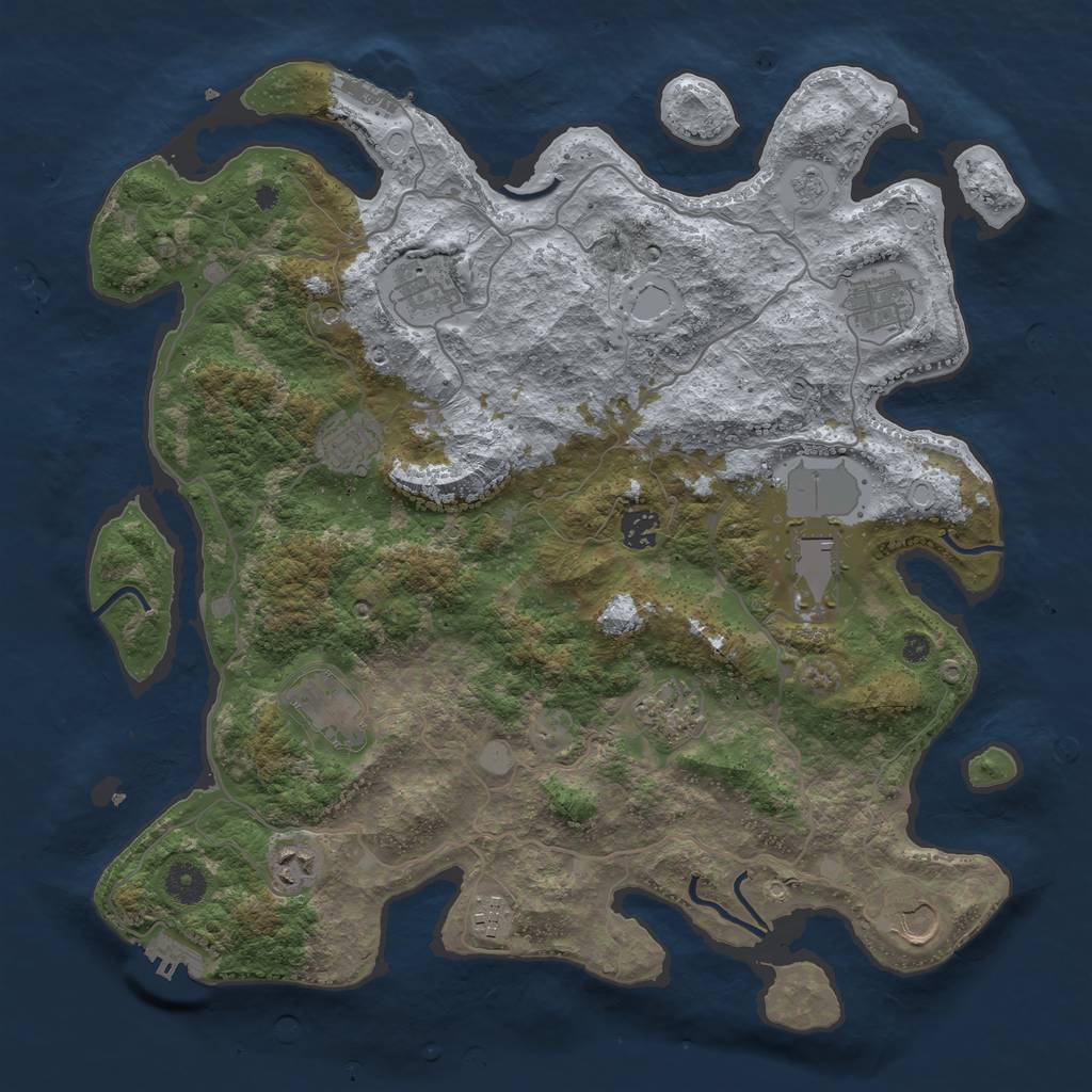 Rust Map: Procedural Map, Size: 4000, Seed: 367623, 19 Monuments