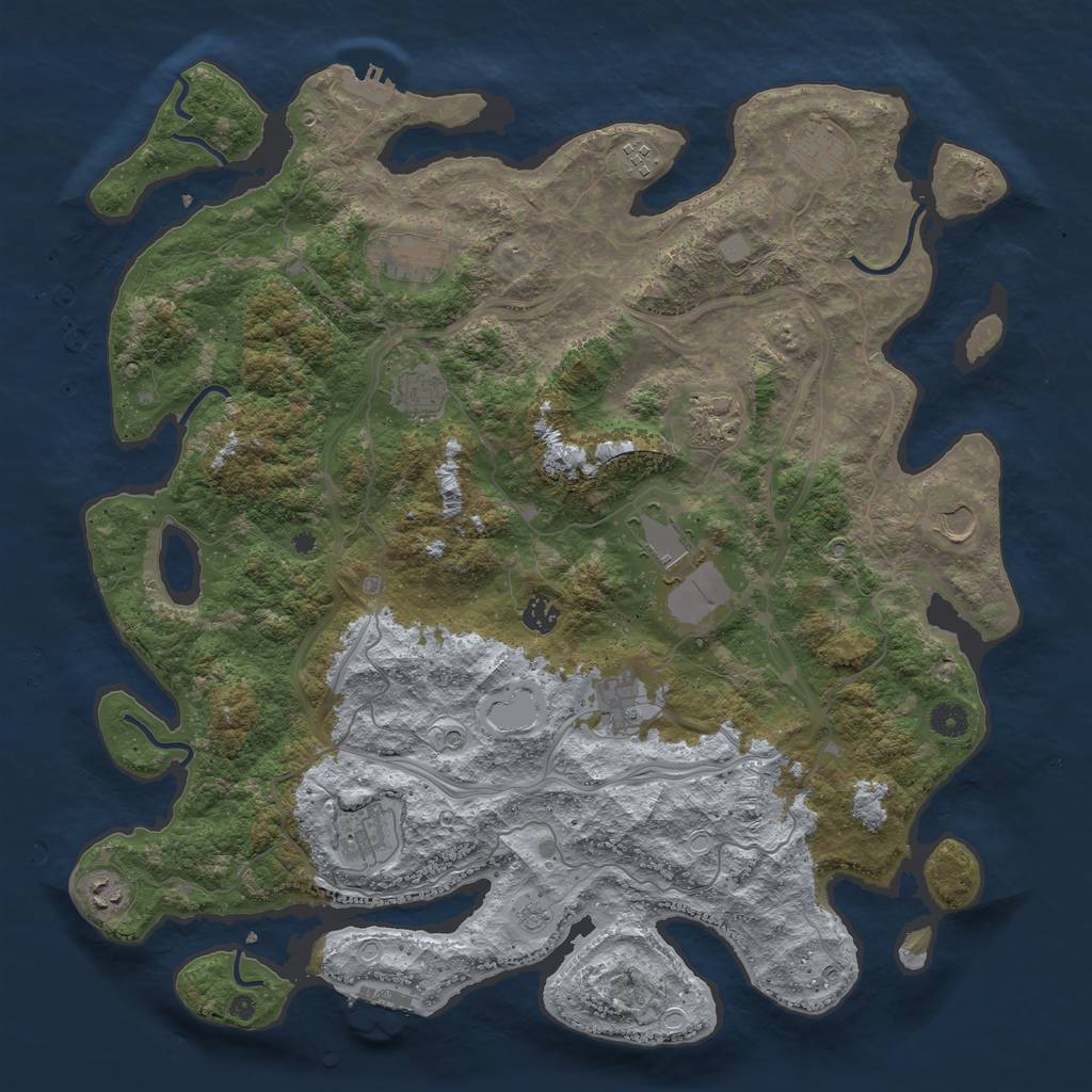 Rust Map: Procedural Map, Size: 4500, Seed: 597564068, 20 Monuments