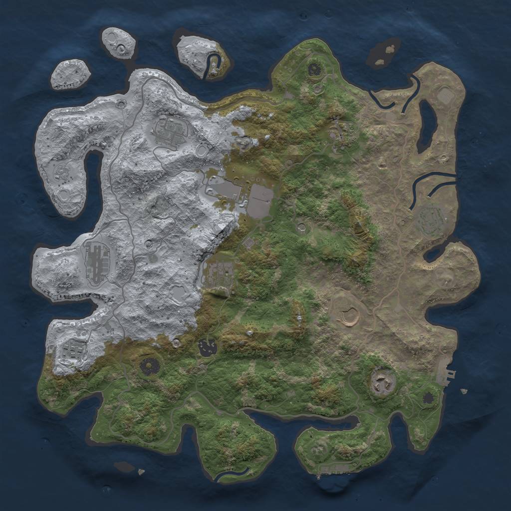Rust Map: Procedural Map, Size: 4000, Seed: 647321, 19 Monuments