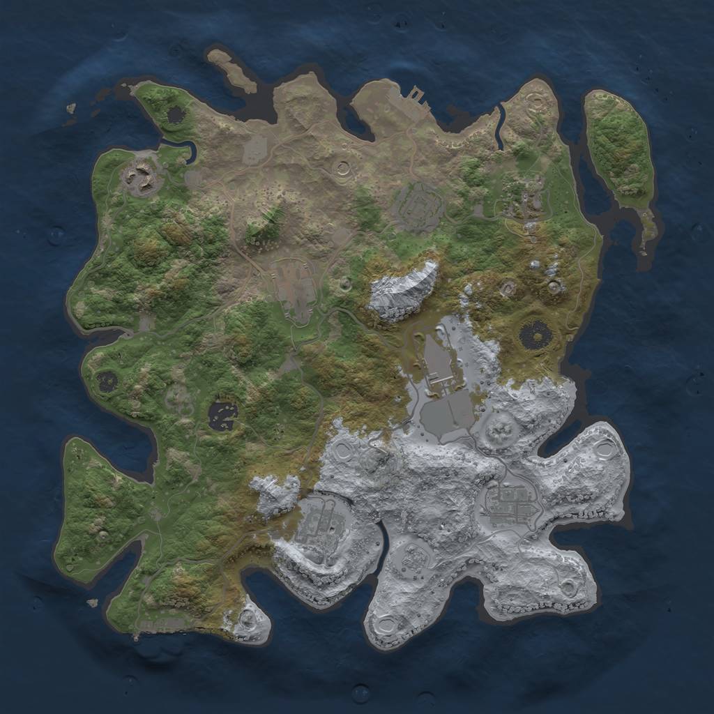 Rust Map: Procedural Map, Size: 3500, Seed: 1210494508, 17 Monuments