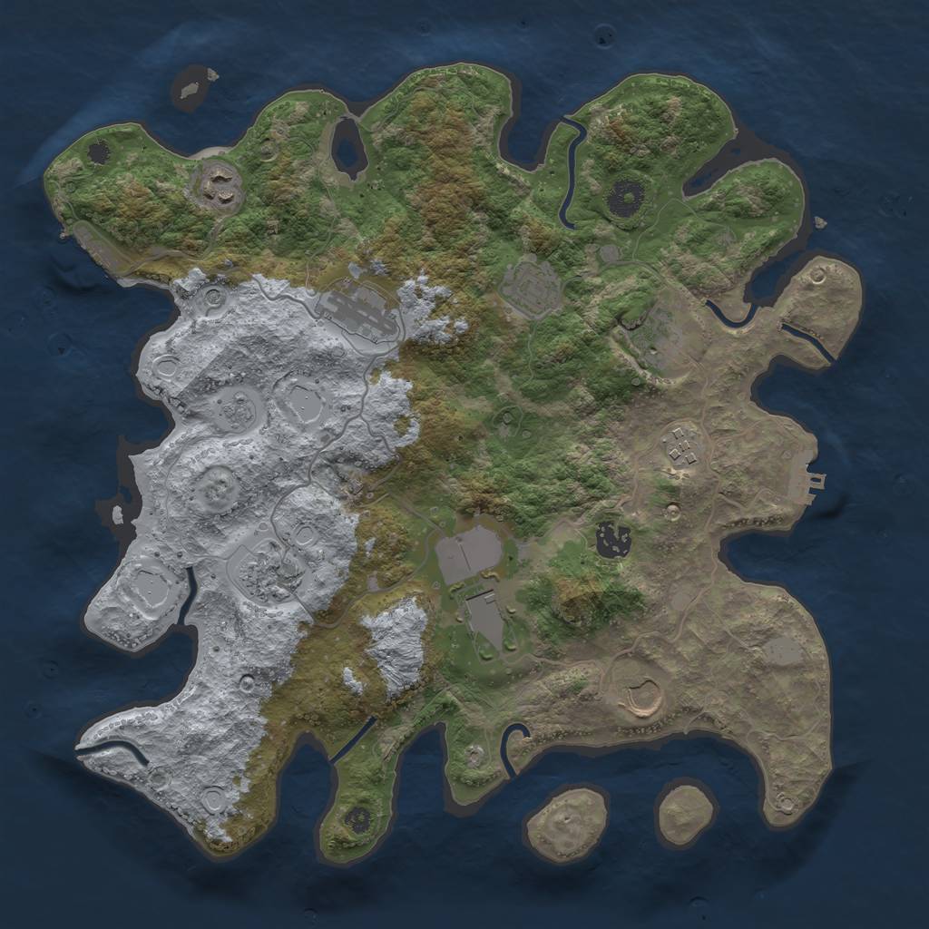 Rust Map: Procedural Map, Size: 3700, Seed: 1830591159, 16 Monuments