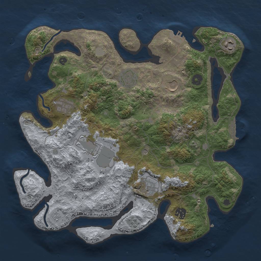 Rust Map: Procedural Map, Size: 3500, Seed: 21424, 17 Monuments