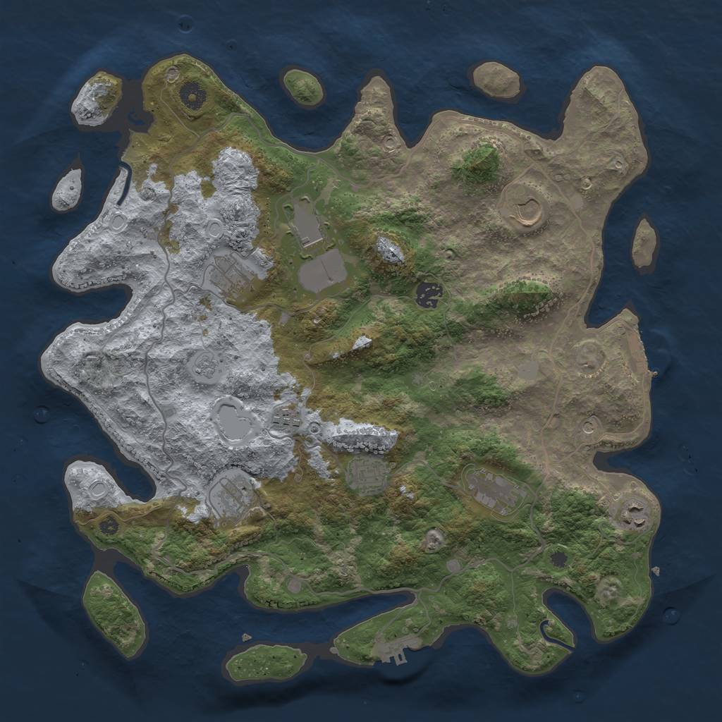 Rust Map: Procedural Map, Size: 4000, Seed: 1920815259, 16 Monuments