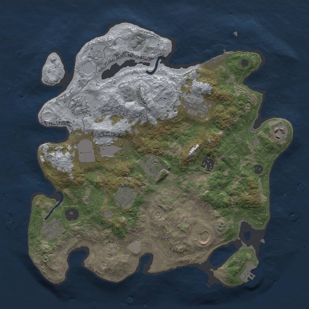 Rust Map: Procedural Map, Size: 3500, Seed: 83466601, 19 Monuments