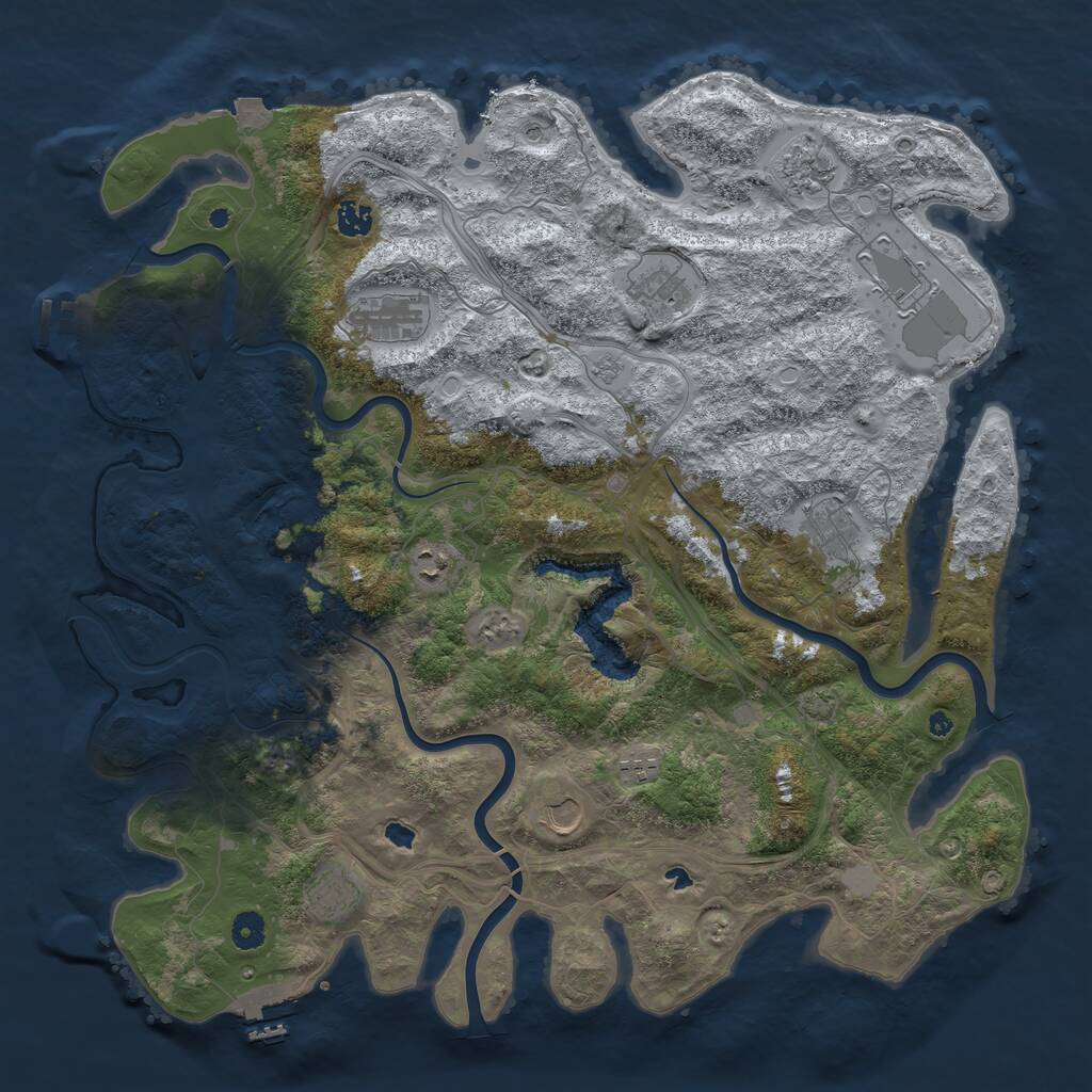 Rust Map: Procedural Map, Size: 4500, Seed: 631109586, 16 Monuments