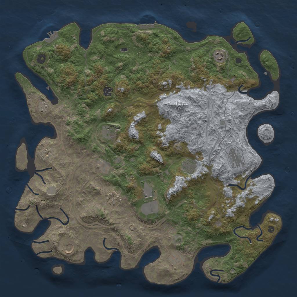 Rust Map: Procedural Map, Size: 4500, Seed: 1225966362, 20 Monuments