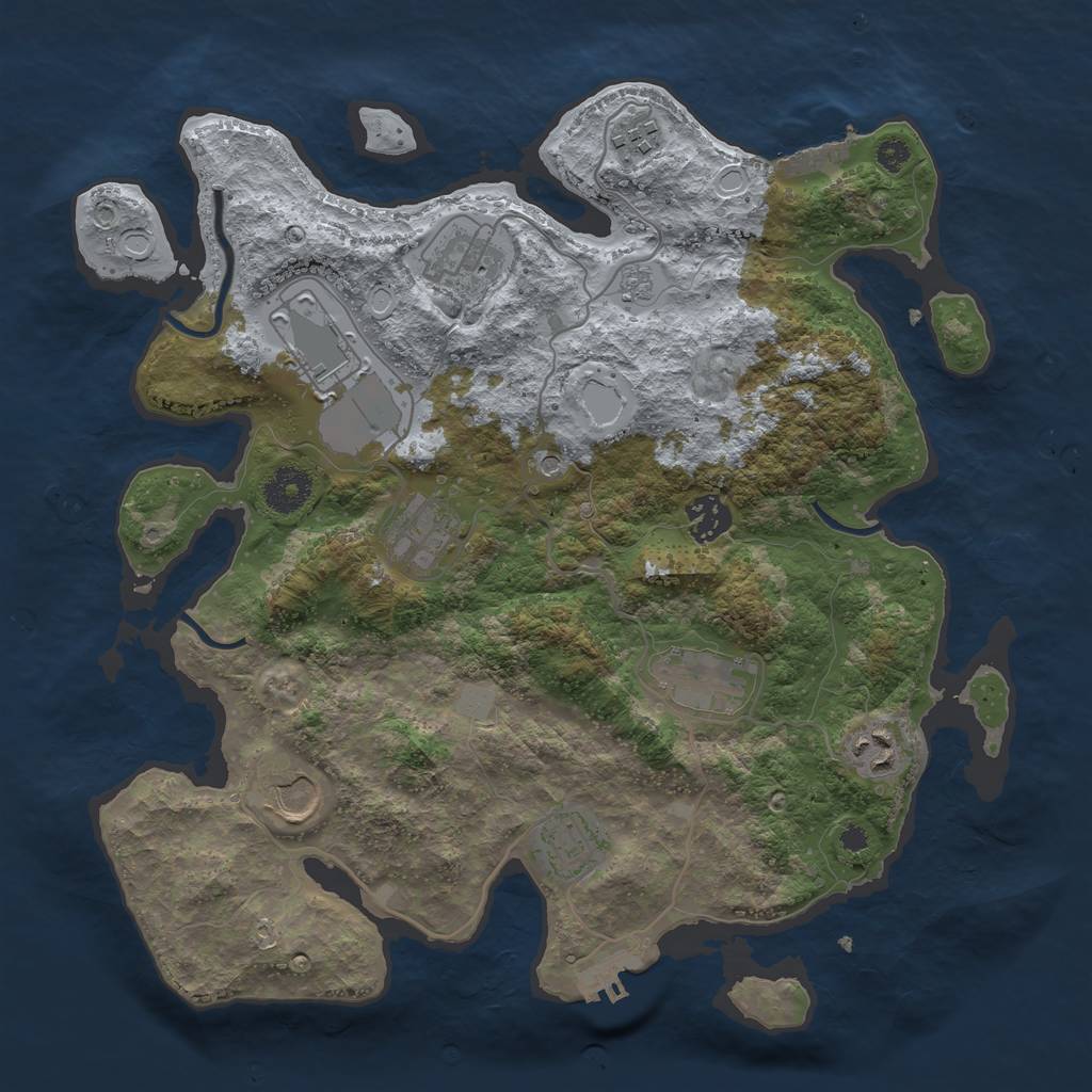 Rust Map: Procedural Map, Size: 3500, Seed: 7986206, 18 Monuments