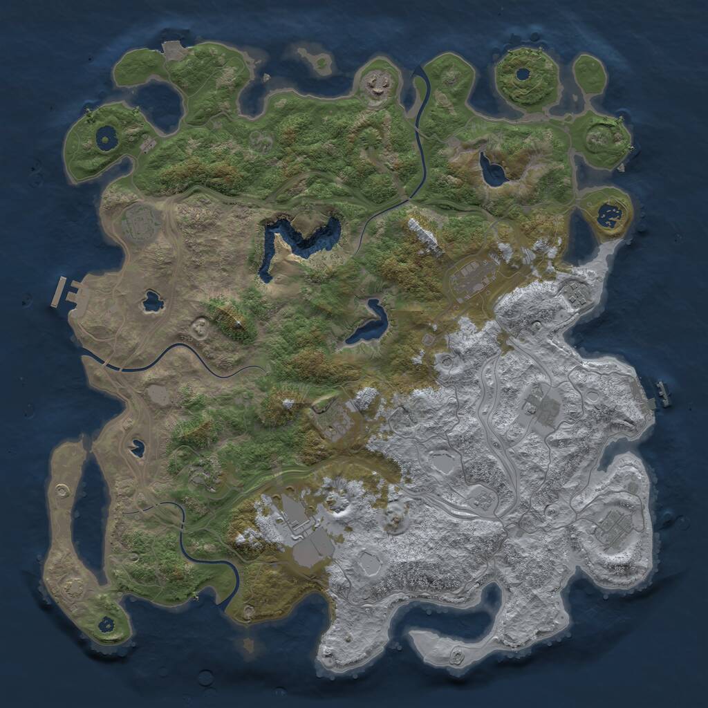 Rust Map: Procedural Map, Size: 4500, Seed: 132864116, 16 Monuments
