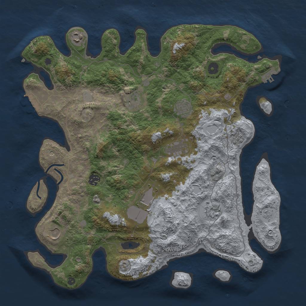 Rust Map: Procedural Map, Size: 4000, Seed: 14213412, 18 Monuments