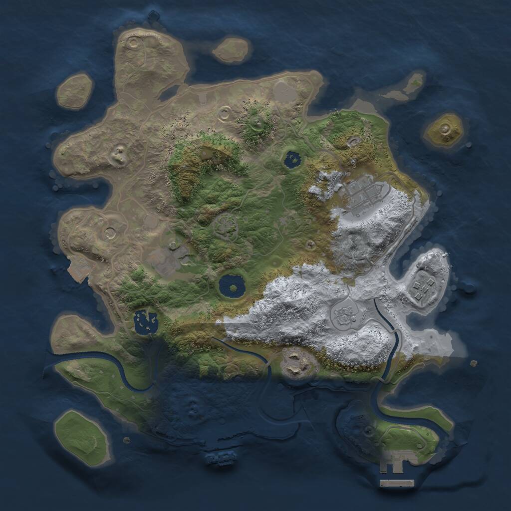 Rust Map: Procedural Map, Size: 3000, Seed: 2063429186, 11 Monuments